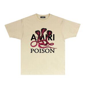 AMIRI Cream Tee with Pink & Black Snake Graphic